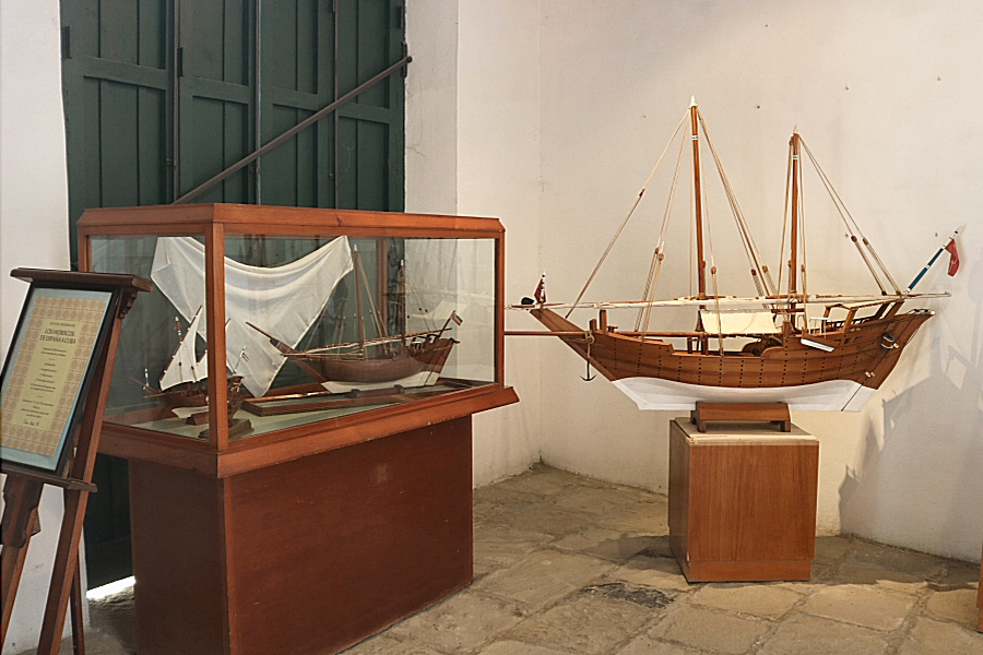 the models of some Arab trading sailboats, the Dhows