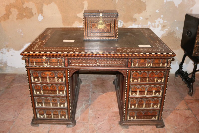 the Mudéjar style furniture from the 19th century, ornamented with excellent mother of pearl inlay