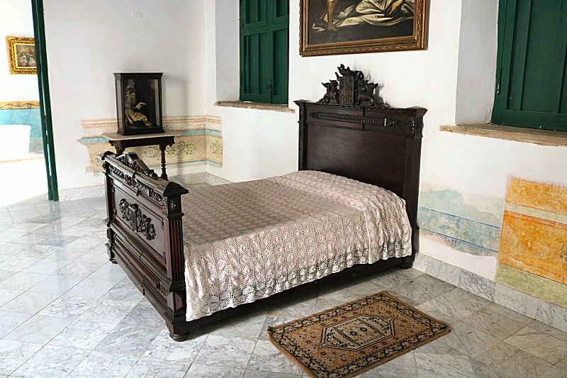 the wooden bedstead