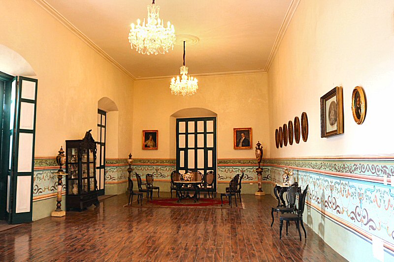 the room is illuminated by five Bohemia crystal chandeliers and wall apliques