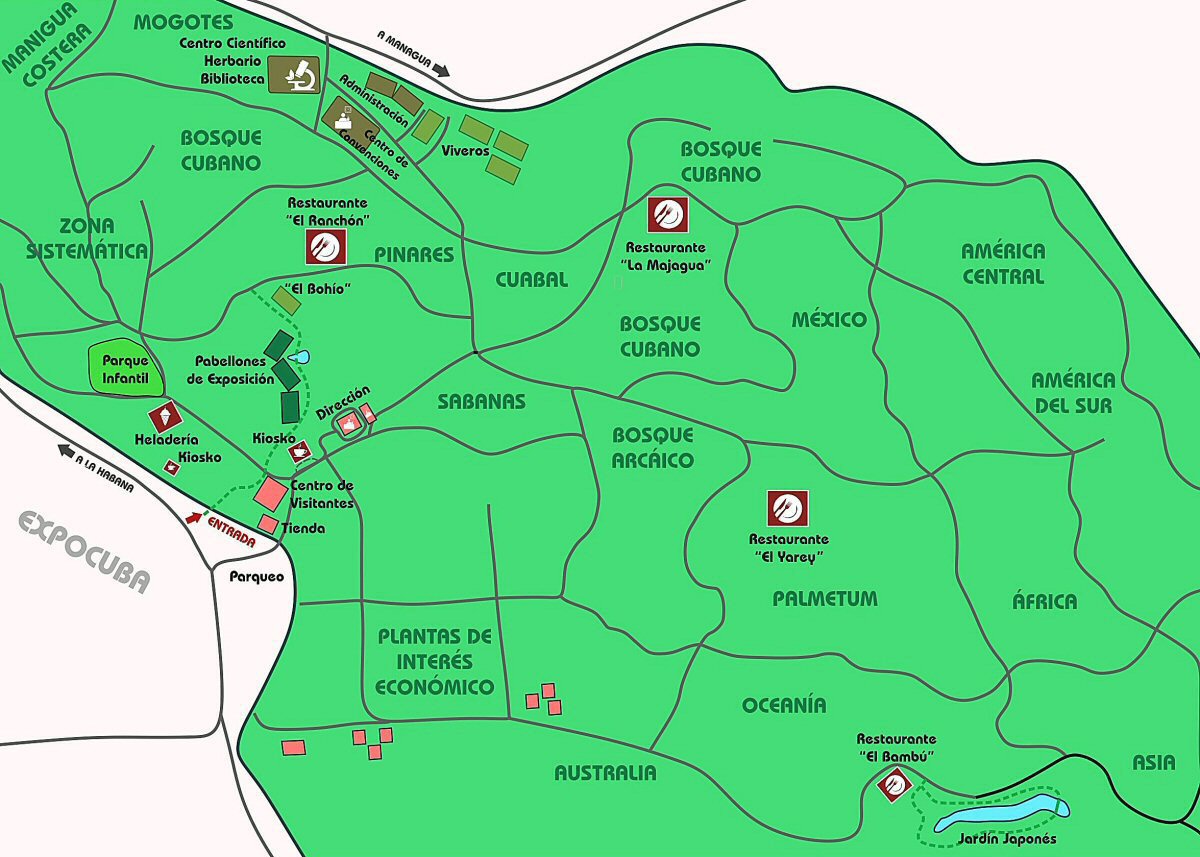 MAP OF THE NATIONAL BOTANICAL GARDEN OF CUBA