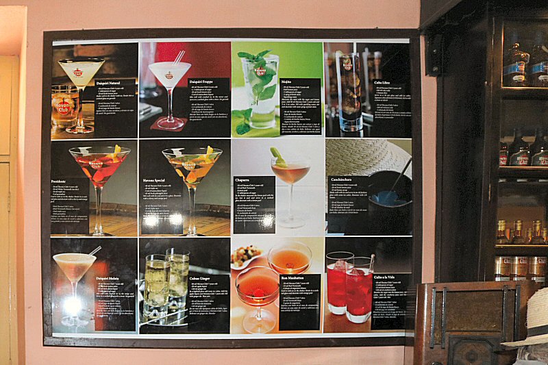 the receipts of different cocktails, made by rum