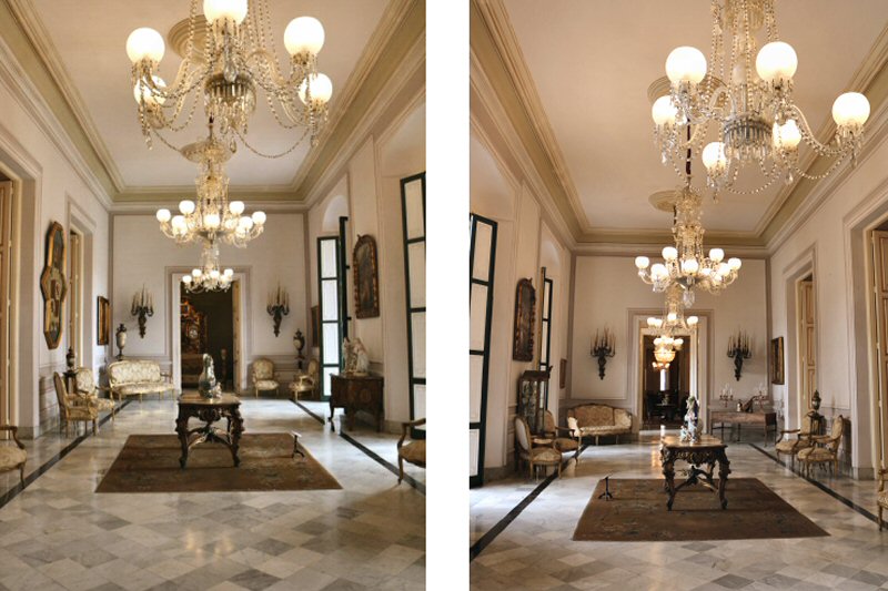  In the Salón Blanco floor is laid down with light grey marble in harmony with the pastel color of the walls. It is decorated with Louis XV and Louis XVI furniture. It was used as the anteroom of the Salón de los Espejos to receive guests on holidays, selected among the Spanish and Creole elites, and as the space for musical auditions. One string instrument is exhibited on an antique piano at one corner of the room.